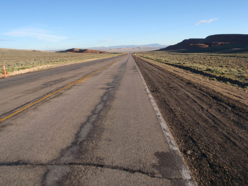 US Highway 287 with the shoulder under repair.